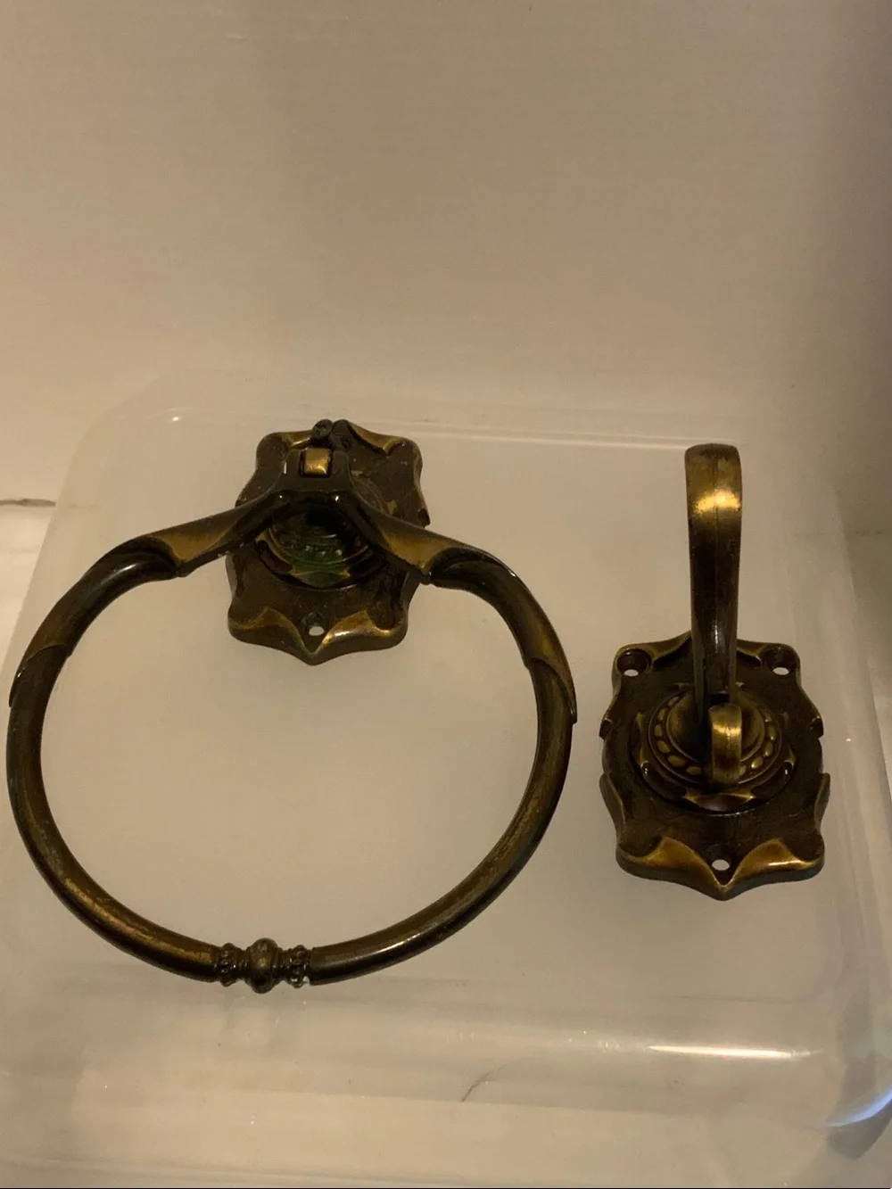 Vintage towel  ring and hook set